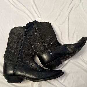 Black LEATHER Vintage Sanders cowboy boots